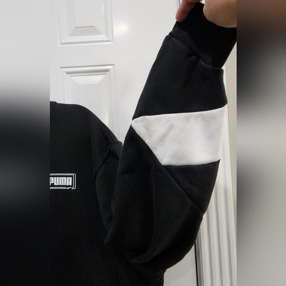 Puma black & white Rebel stripe sleeves hoodie pullover men's size 3XLT - Picture 5 of 11